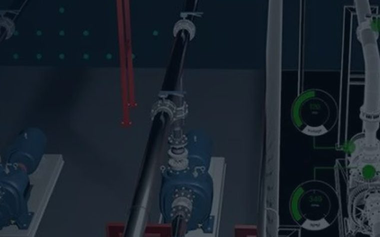 Plant equipment overlaid with digital twin status graphics